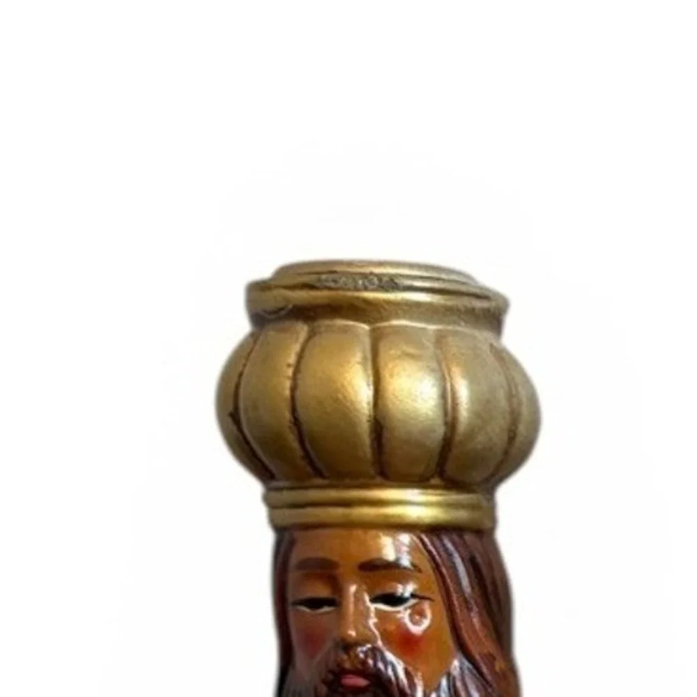 Vintage 9 Inch Papier Mache 3 Kings Candle Holder Set Gold Wise Men Japan JC-217